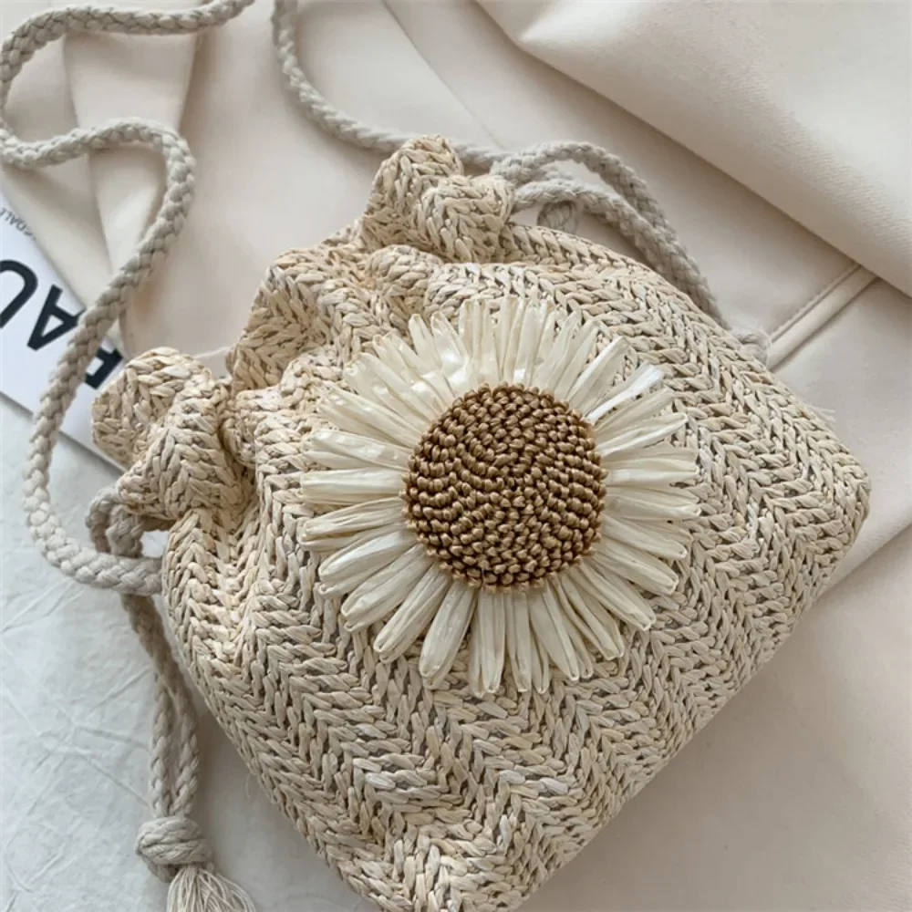 Gran oferta 2023, bolso tejido de paja de ratán para mujer, bolso tejido para playa de verano, bandolera para mujer, bolsos Beige caqui, moda creativa