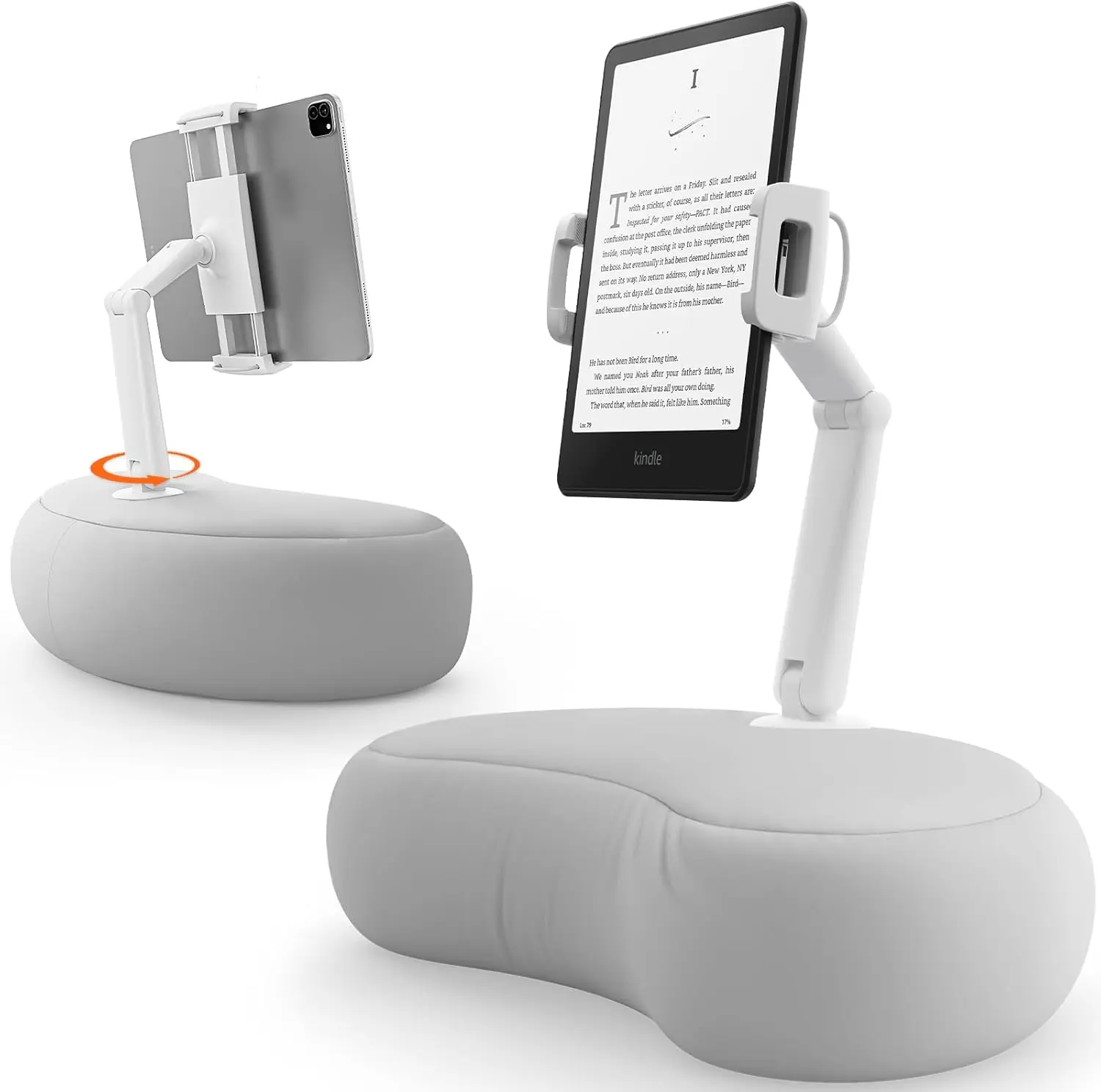

Adjustable Lap Pillow Stand for 4.7-15.6" Tablets & Phones, 360° Rotation with Microbead Cushion