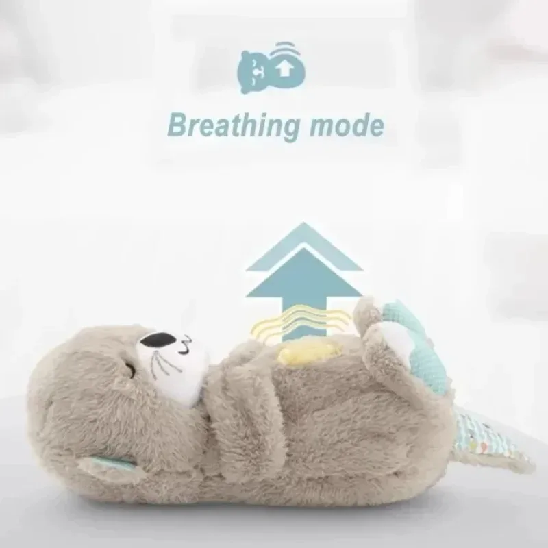 Baby Plush Doll Breathing Bear Soothing Sleep Playmate Otter Toy Kids Newborn Music Sleeping Companion Sound Light Doll Toy Gift