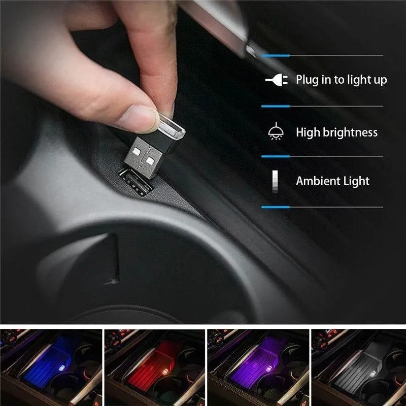 Car Mini USB LED Atmosphere Lights for Geely Vision SC7 MK CK Cross Gleagle SC7 Englon SC3 SC5-SC7 Panda