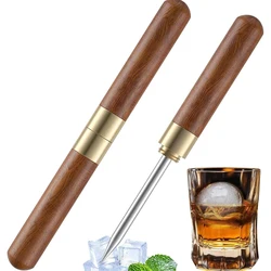 LMETJMA Ice Pick With Cover Stainless Steel Ice Pick with Wooden Handle Kitchen Icepick Bartender Breaking Ice Tool JT290