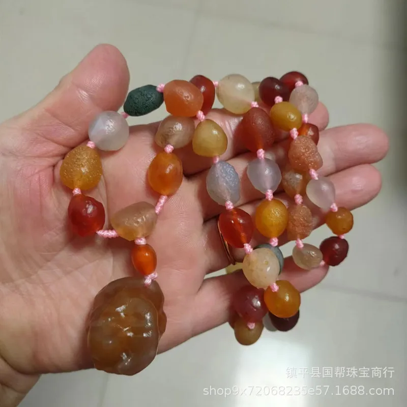 Factory Alashan Gobi Rough Stone Agate Necklace Fashion Boutique Colorful Sweater ChainGenuine Goods image 4