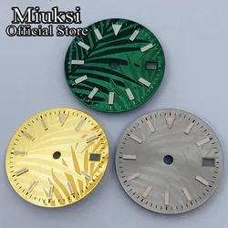 Miuksi 28.5mm gray green gold sterile watch dial luminous fit NH34 NH35 movement fit 3 o'clock crown 3.8 o'clock crown