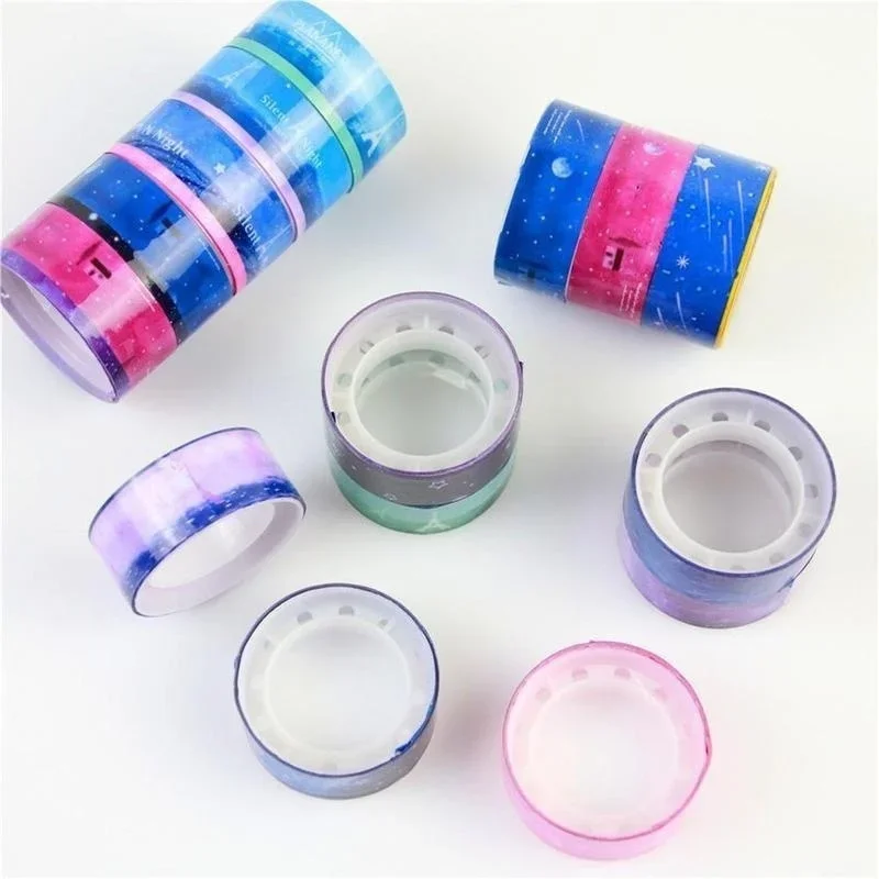 5 PCS DIY Decor Starry Sky Washi Roll Sticker Masking Tape Adhesive Decorative Washi Tape Set Korean Stationery School Supplies