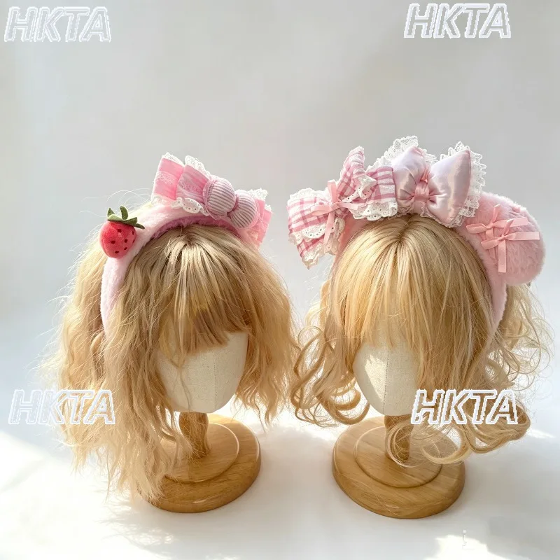 Handmade Sweet Lolita Headband Small Thing Bow KC Headgear Women Amusement Park Lolita Cupcake Hair Bow Hair Accessories