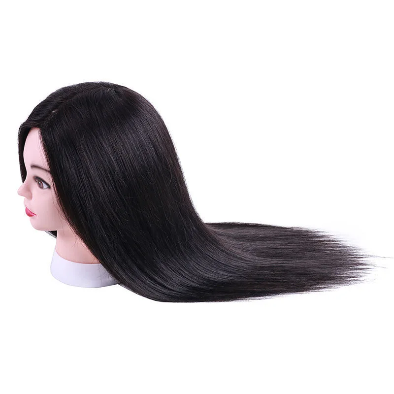 Hair styling model with 100% genuine hair. The model's head can be ironed, dyed, trimmed, and used exclusively for hair cutting.