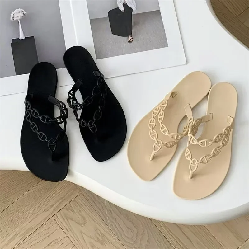 2026Summer Women Slippers Bow Flip Flops Rivet Flats Sandals Outdoor Transparent Crystal Beach Shoes Female Open Toe Shoes view 2