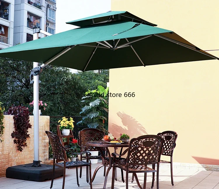 Sunshade courtyard umbrella open-air stall square LED large solar Roman umbrella