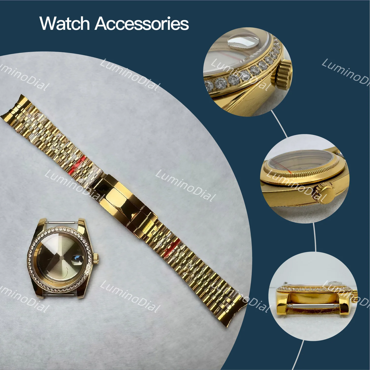 

36mm/39mm Diamond Bezel Case Stainless Steel Sapphire Glass Mod For NH35 NH36 Movement Watch Accessories Parts