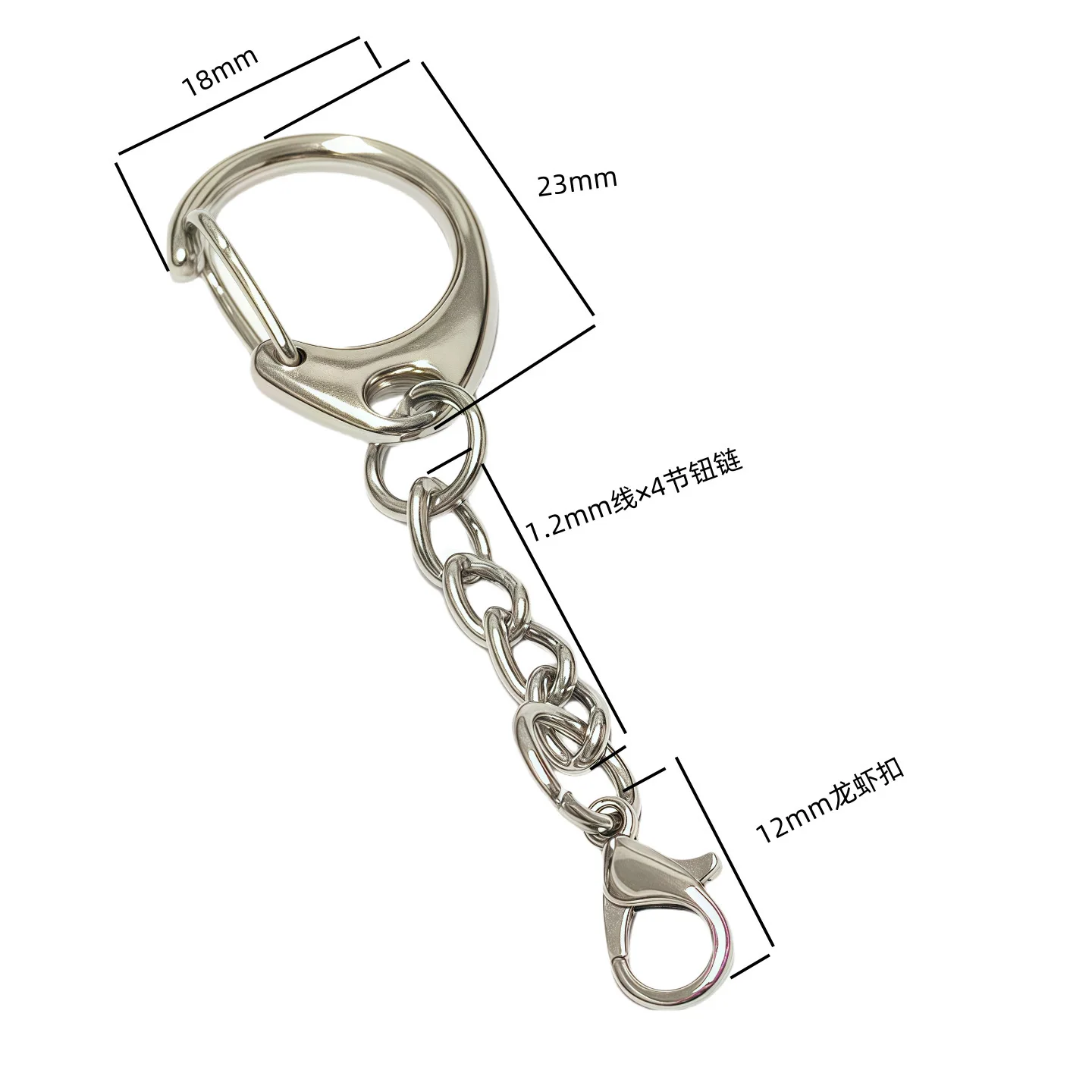 10 Stück Schlüsselanhänger in Silberfarbe mit Schlangenkette, Metall-Karabinerverschluss, Taschenanhänger, Modeschmuck, Schlüsselring, DIY-Zubehör – Detail 4
