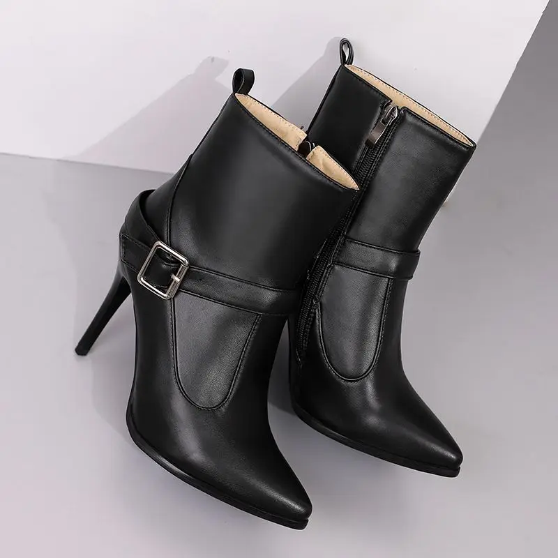 REAVE CAT Sexy Women Ankle Boots Pointed Toe Stiletto 10CM Size 48 49 50 Fashion Party Female Shoes 33