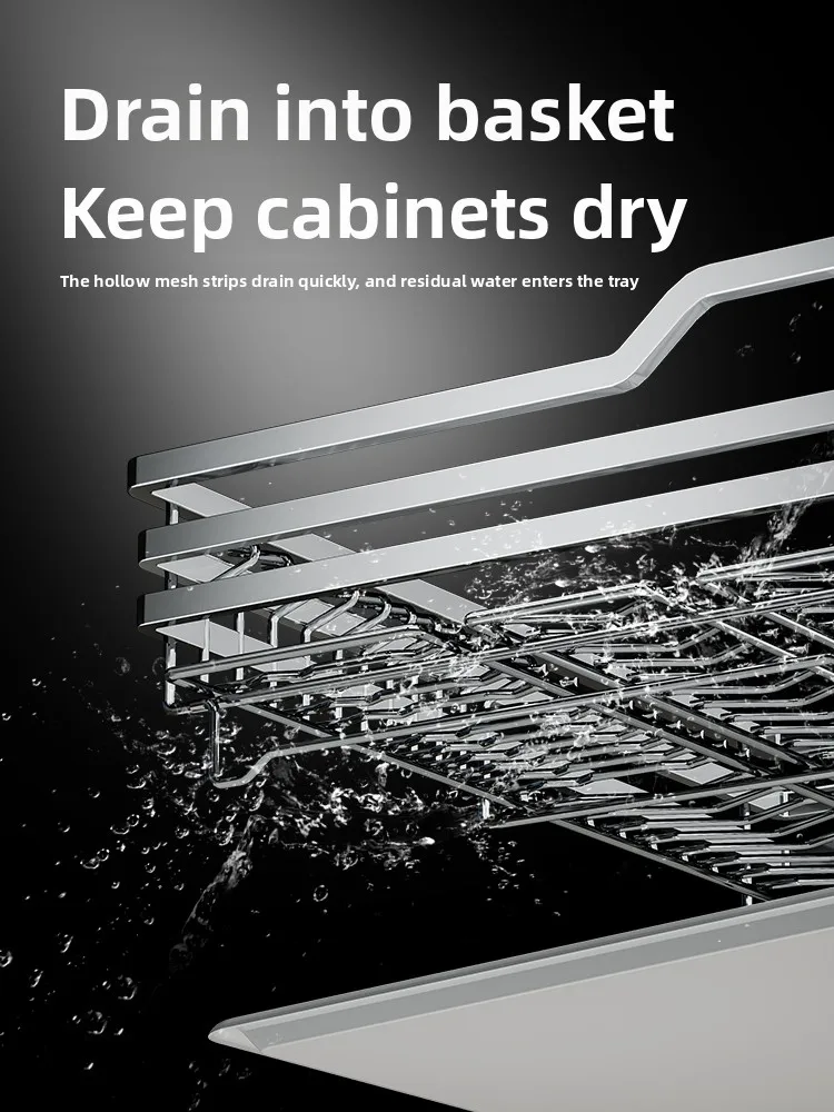 

Easy Installation Pull ， Kitchen Cabinet 304 Stainless Steel Double Drawer Cupboard Dish Storage Dish Rack Dish Basket