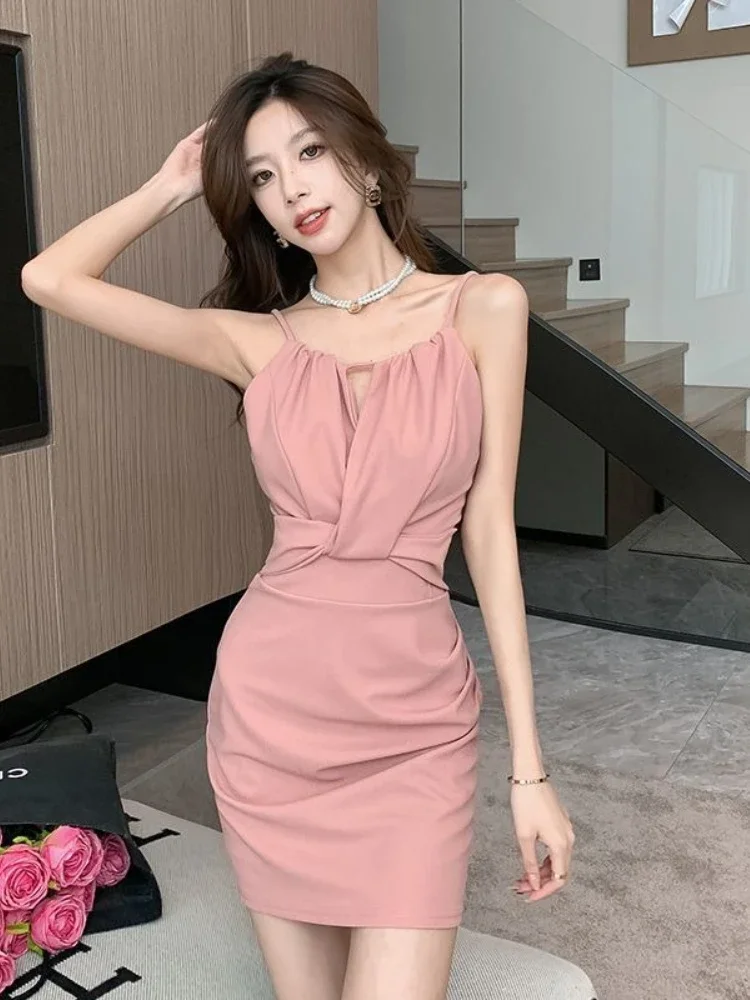 Coquette Sleeveless Mini Sexy Women's Dresses Female Dress Tight Corset Bodycon Short Off Shoulder Harajuku Elastic Y2k Designer