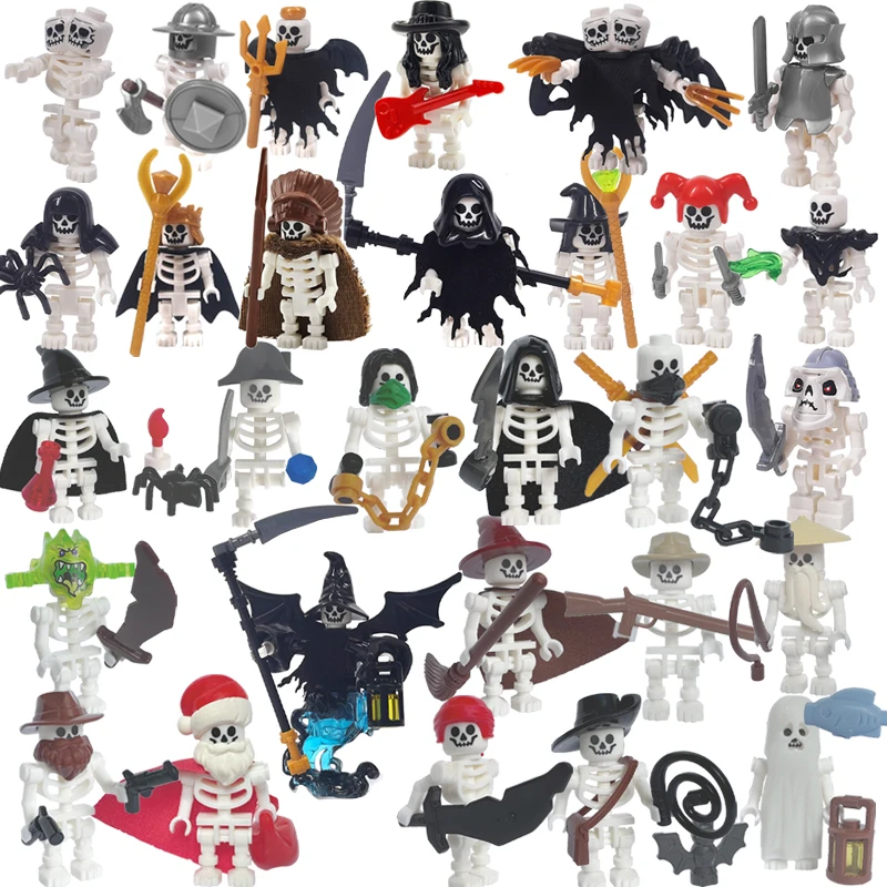 

MOC Bricks Skull Halloween Building Blocks Egyptian Pharaoh Ghost Horse Skeleton Figures Medieval Accessories Children Toys Gift