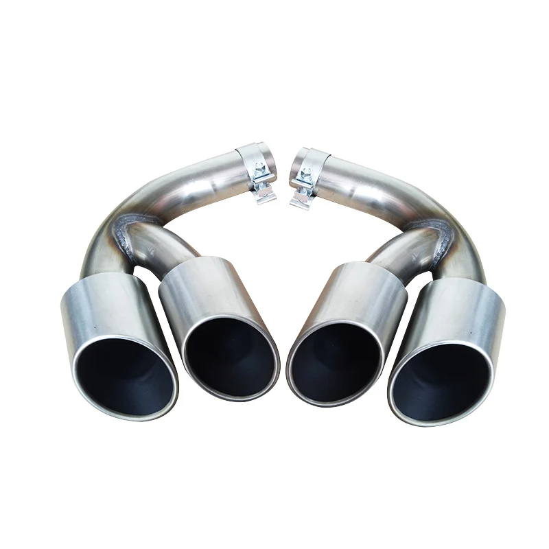 For Cayenne Exhaust Pipe Stainless Steel Tail Throat Silver 9Y0 Car Upgrade GTS Style 4 Exhaust Pipes Car Modification