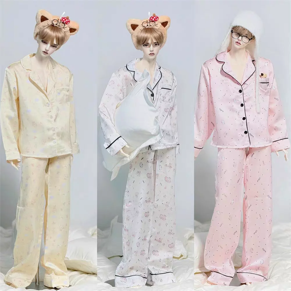 Roupas de boneca bjd adequadas para tio id75 tamanho versátil preguiçoso pijama multicolorido manga comprida roupas para casa conjunto de duas peças masculino