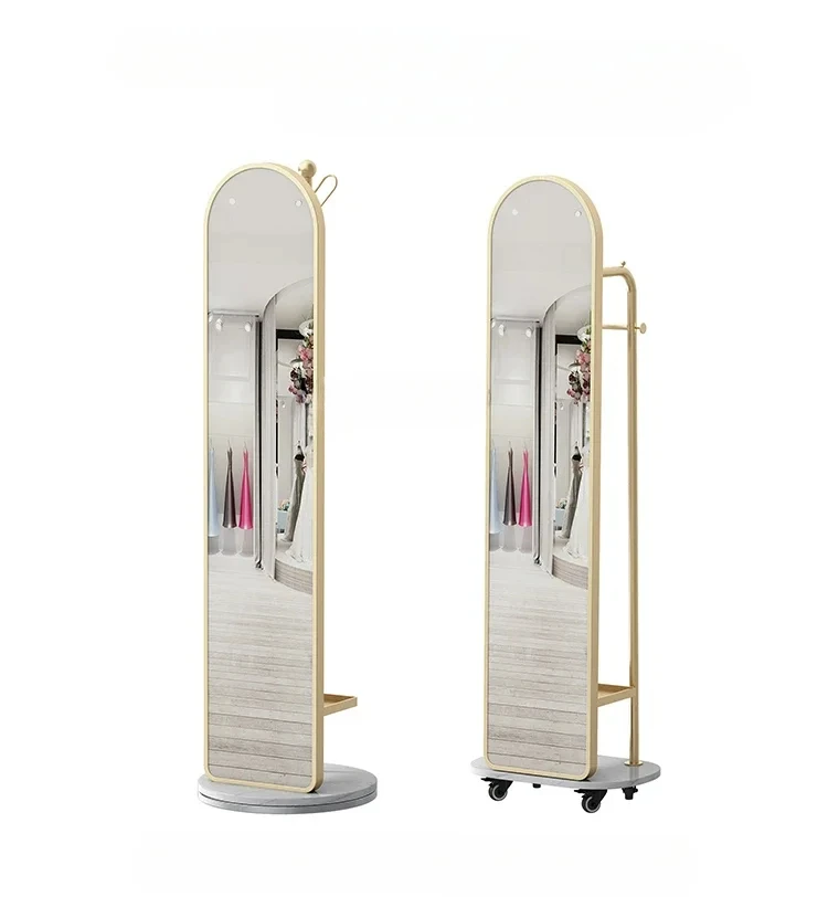 

Household Full-Length Mirror Coat and Cap Integrated Rotatable Movable Floor Mirror with Wheel Mirror