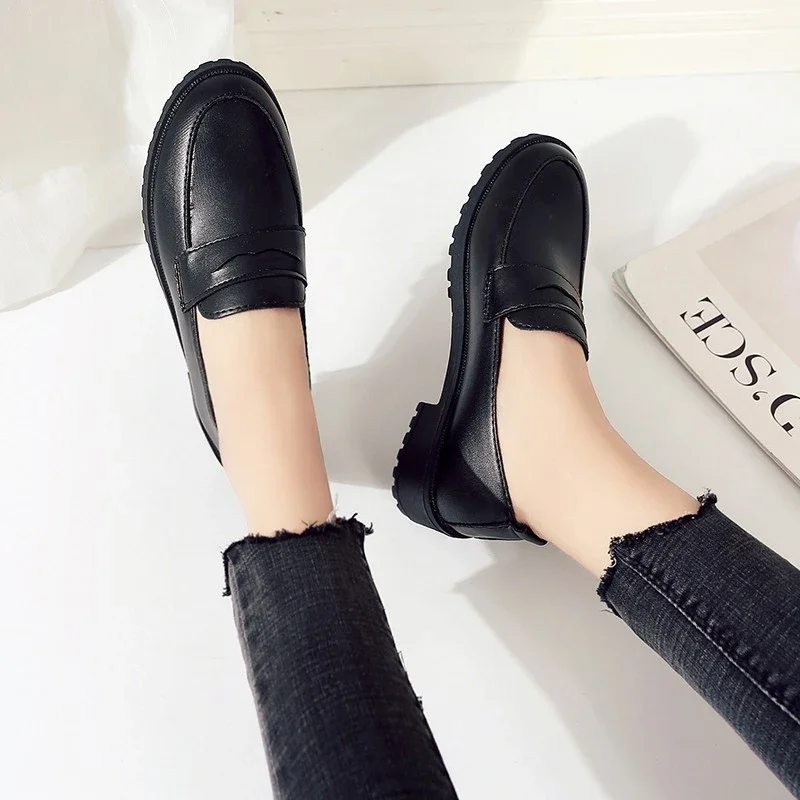 New Fashion Women Shoes Japanese Original Uniform Shoes Orthodox Basic Small Leather Shoes One-Step Retro Round Toe Leather Shoe