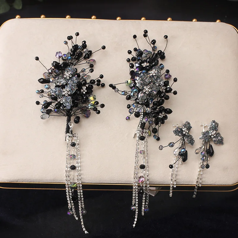 Braut Seite Clip Kopfschmuck Ohrringe Koreanischen Stil Schöne Seite Haar Zubehör Hochzeit Abendkleid Probe Abendessen Ornament