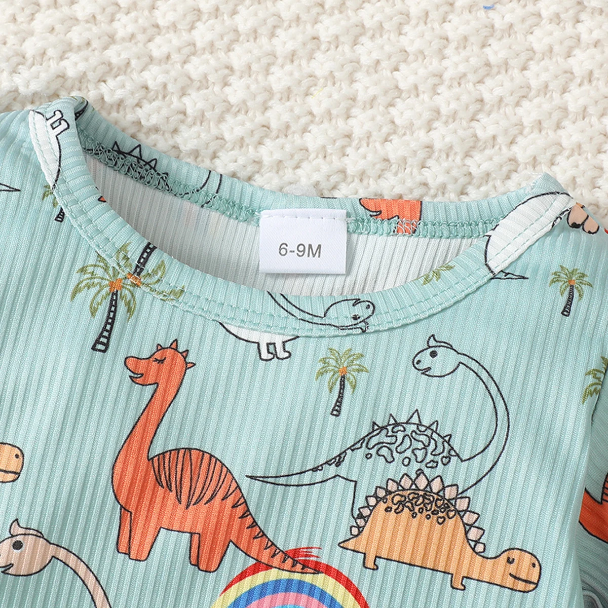 2pcs Baby Boys Cute Dinosaur And Tiger Graphic Print T-shirt & Shorts Set Clothes