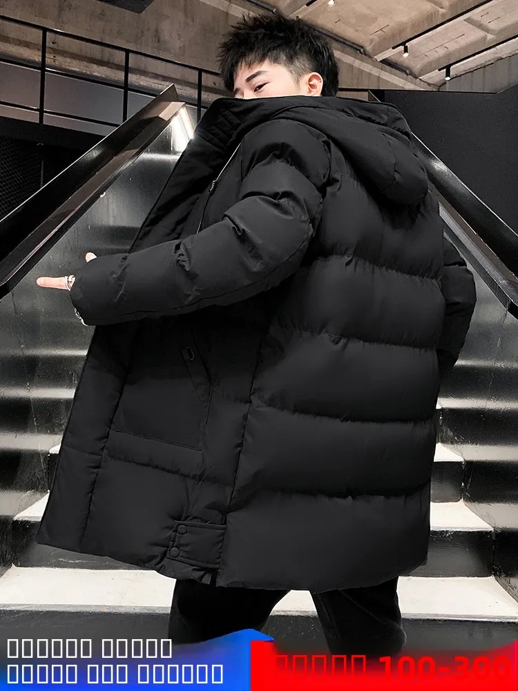 

Men's Winter Thickened Warm Cotton Jacket Long Coat Loose plus Size Trendy Fat People Warmth Protection Outerwear Coat