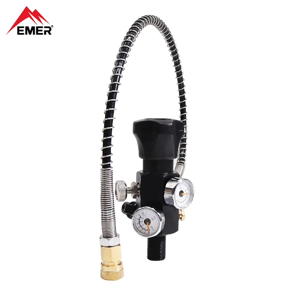 

EMER 6000psi HPA Compressed Air Tank Charging Valve Scuba Filling Station with 24" Inch High Pressure Hose Dual Table M18x1.5