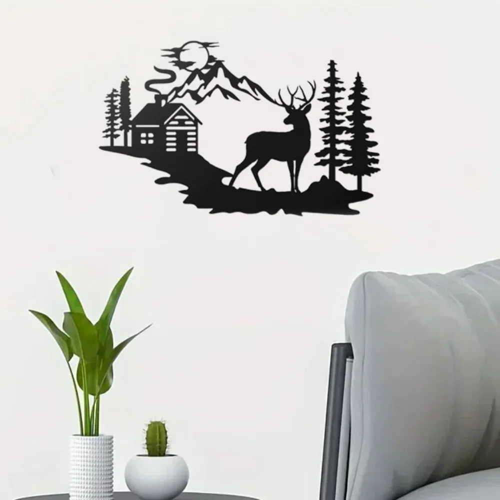 CIFBUY Deer Forest Metal Wall Art Rustic Nature Home Decor