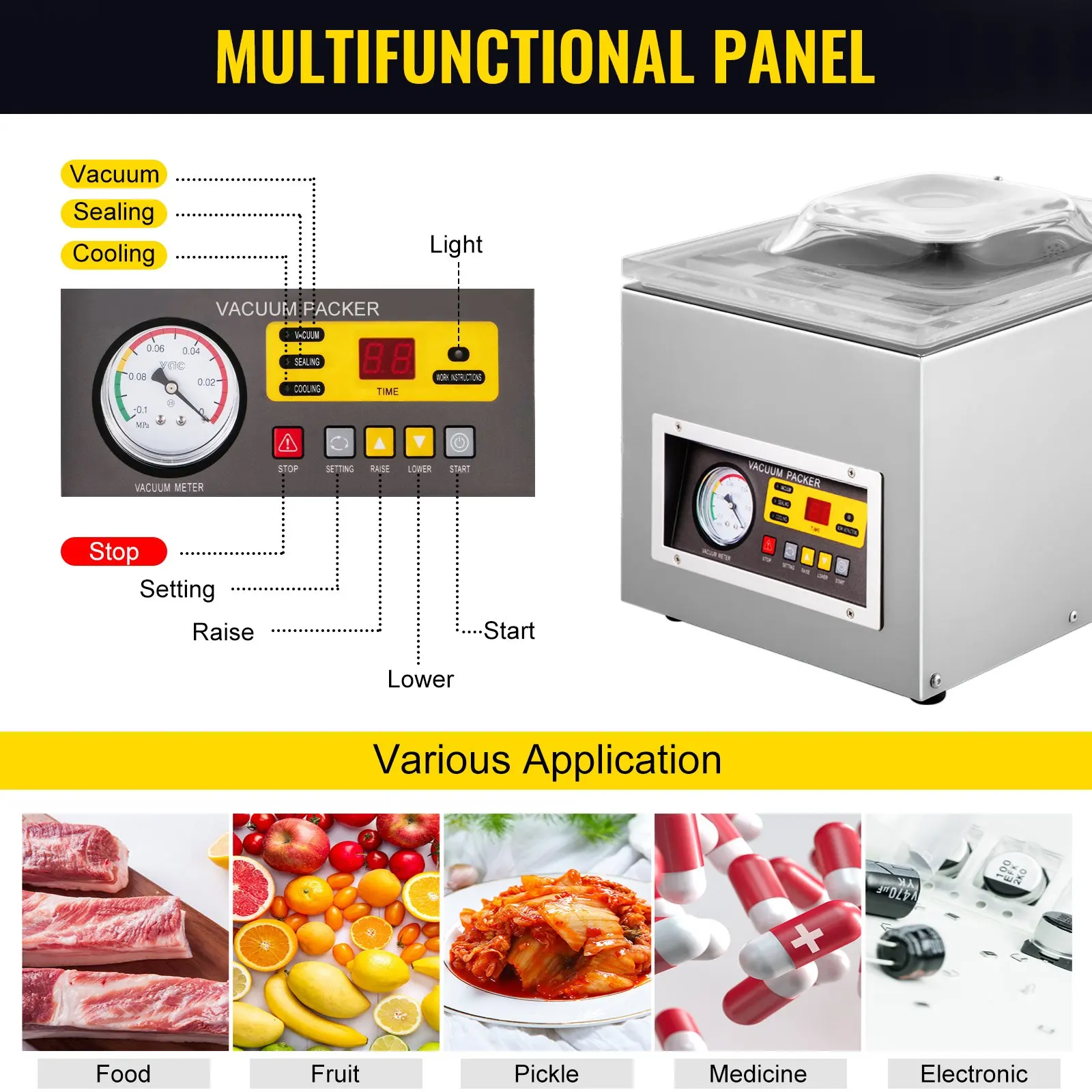 Vacuum Sealer Machine DZ 260S Commercial Kitchen Food Chamber Vacuum Sealing Machine Packaging Machine Sealer for Food Saver