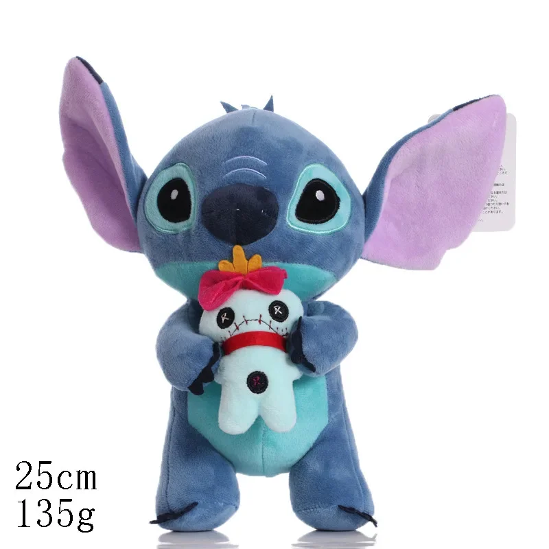 25CM Disney Cartoon niebieski różowy ścieg pluszowe lalki Anime zabawki Lilo i Stich Stich pluszowe zabawki prezenty świąteczne dla dzieci