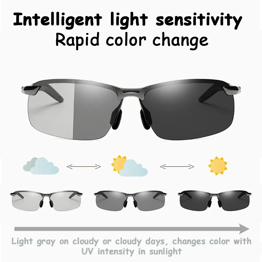 Daily Night Vision Driving Glasses Photochromic Sunglasses Men's Polarized Driving Chameleon Glasses Color-changing Sunglasses