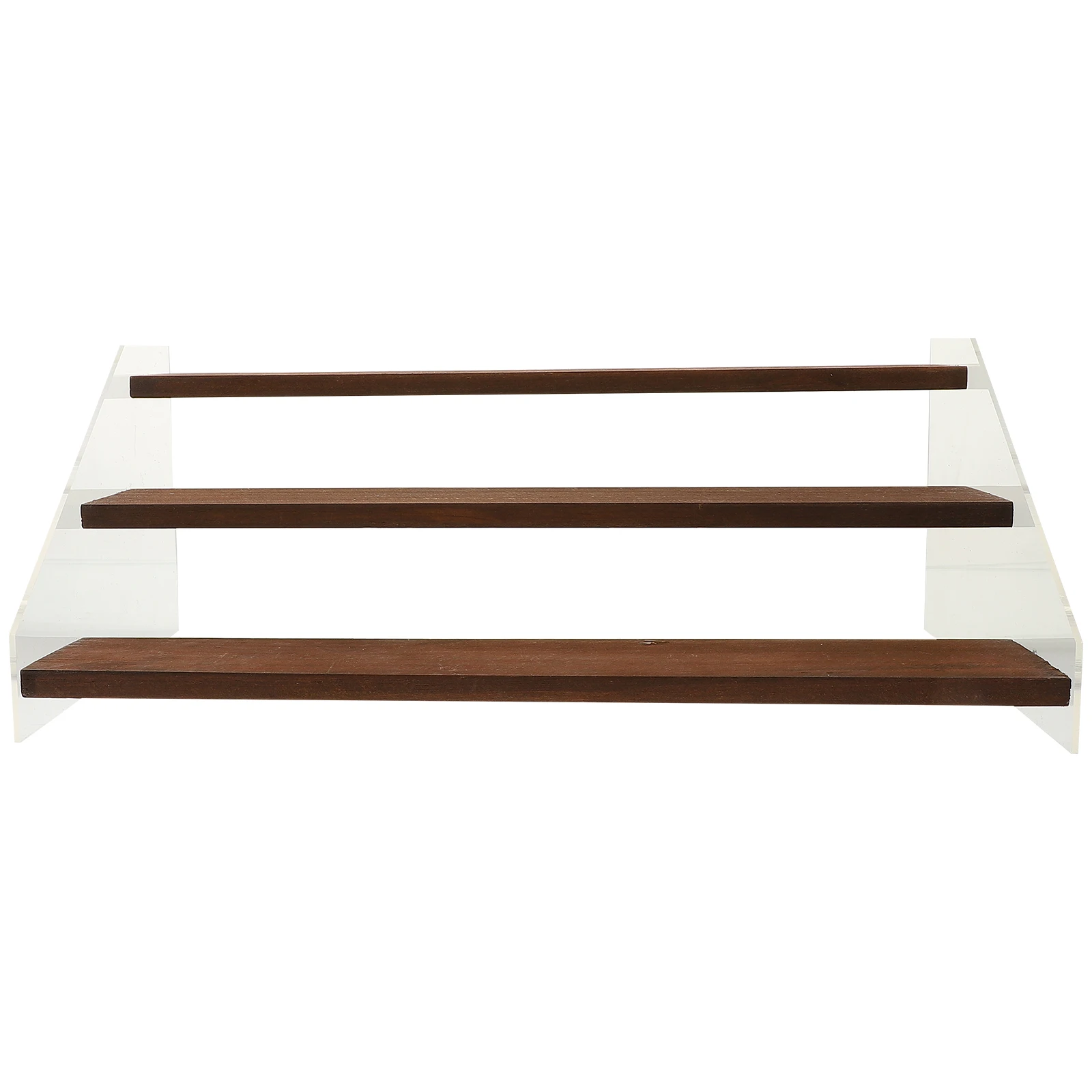 

Acrylic Wood Storage 3 Tier Storage Holder Rack for Statuettes Toys 3 tier ganizer Wooden Model Holder