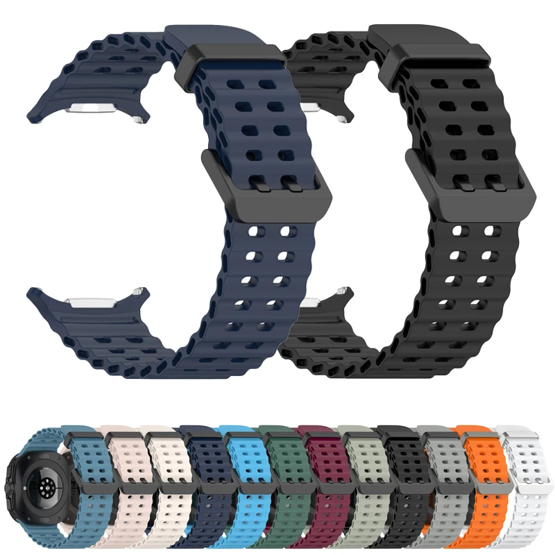 Gelang silikon olahraga untuk Samsung Galaxy Watch 7 Ultra 47mm tali Loop bernapas lembut tanpa celah gelang untuk Galaxy 7 ULTRA 47MM