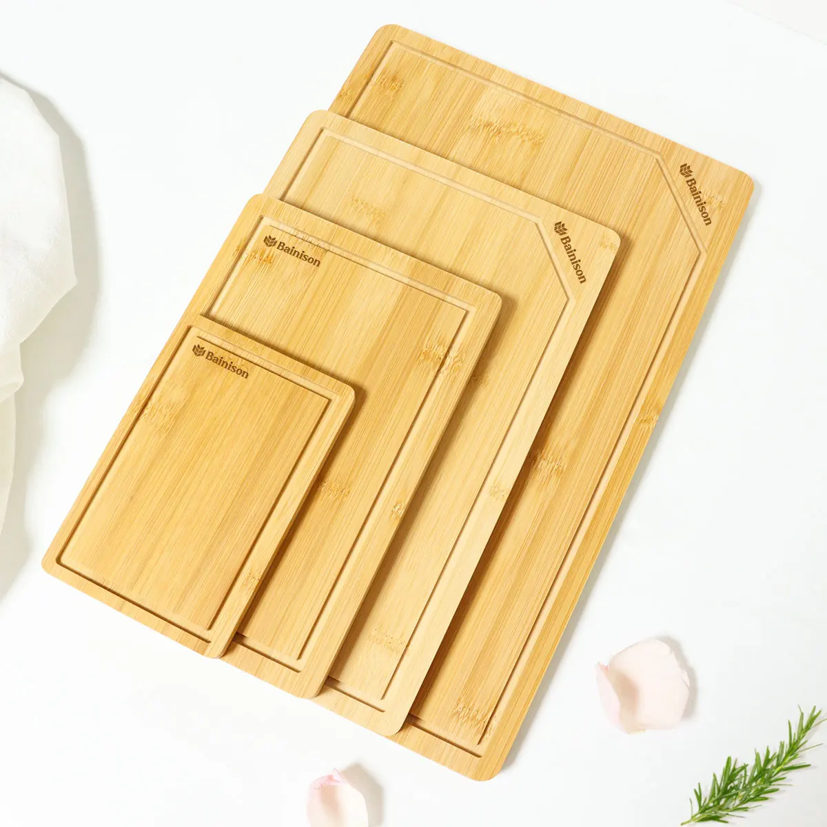Bainison Bambus-Schneidebrett – Camp Kitchen Essentials mit rutschfesten Füßen, wasserdichte Outdoor-Schneidematte für Wohnmobile, Camping und Homev