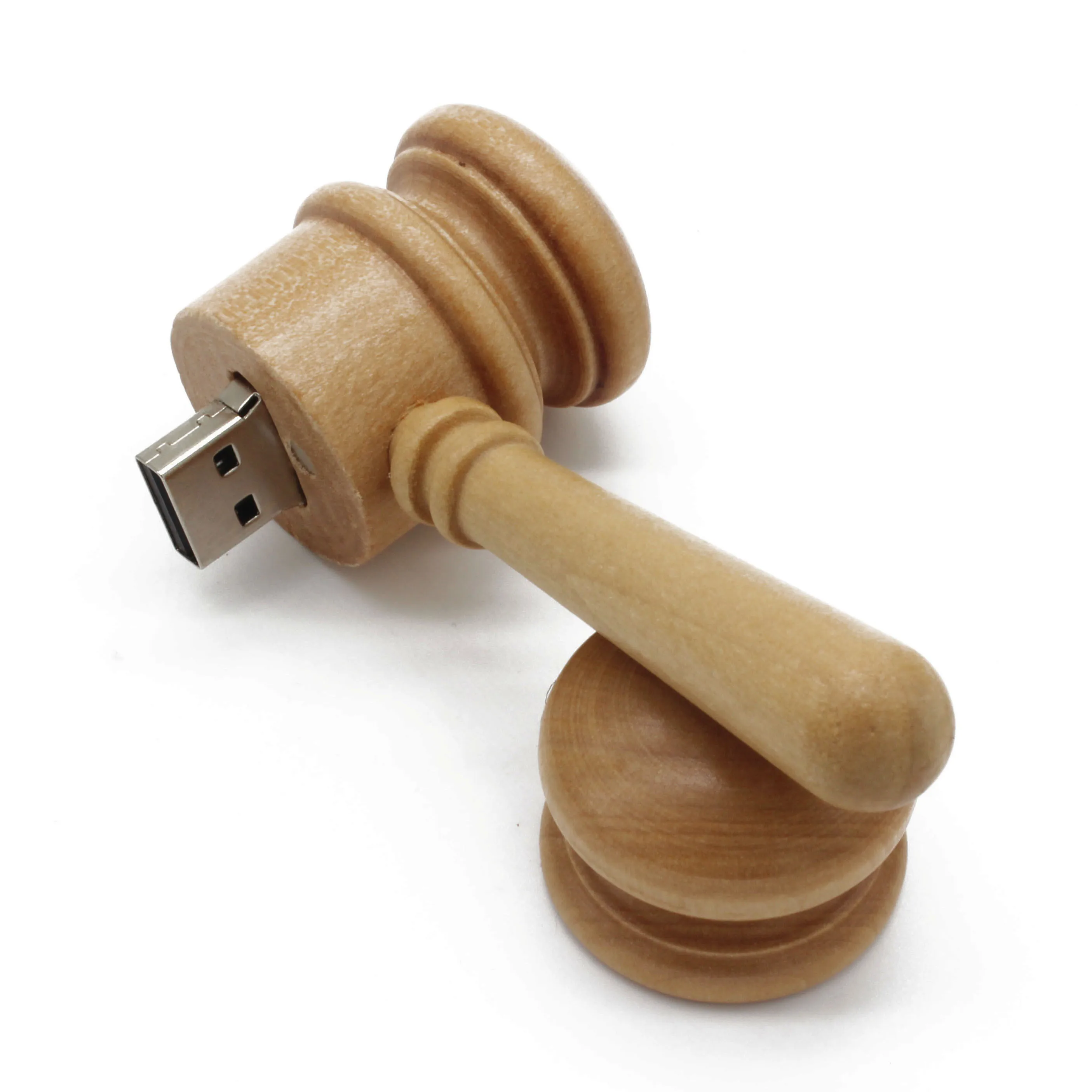 Wood Creative Gifts Judge Hammer USB 2.0 Flash Drive Free Custom Logo Pen Drive Real Capacity Memory Stick 64GB/32GB/16GB U Disk