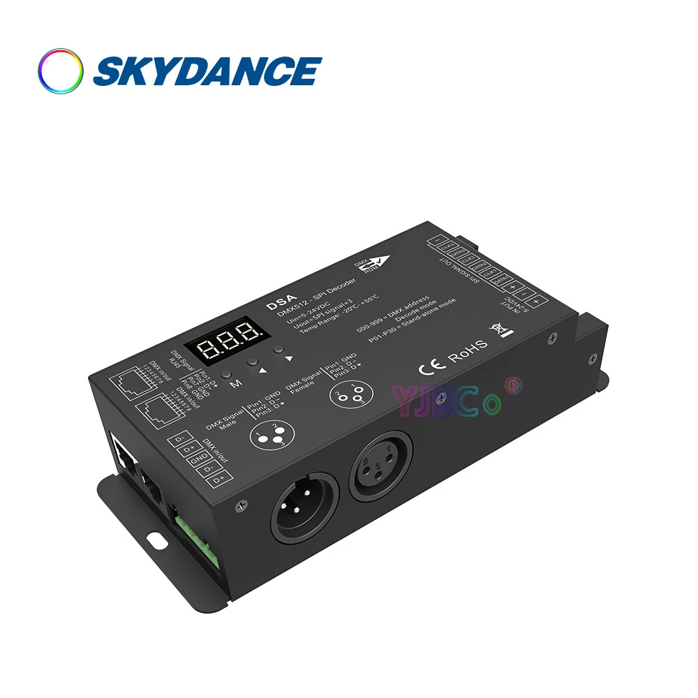 

Skydance 5V-24V 12V DMX512 to SPI Decoder DMX signal converter IC RGB RGBW controller 2.4G RF remote for WS2812 WS2815 LED strip