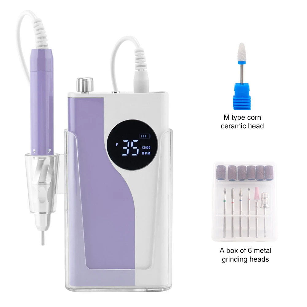 35K borstelloze 85W draadloze nagelboormachine 35000 RPM draagbare oplaadbare manicure gemengde kleuren elektrische nagelvijlboor - afbeelding 1