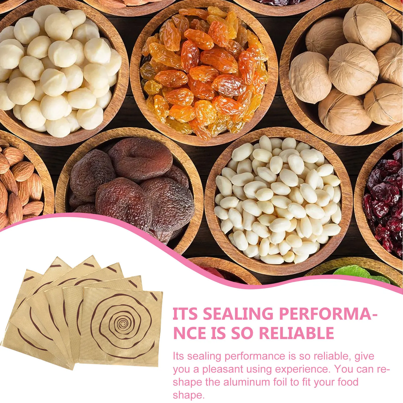 

100Pcs Aluminum Foil Candy Wrappers Food Grade Reusable Sealing Sheets for Chocolate Nougat Biscuits Dried Fruit Tea Coffee