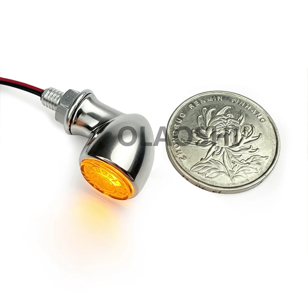 Super Mini Bullet Turn Signal Light E Marked Motorcycle Indicator Amber Winker Lamp Steering Warning Light for Cafe Racer