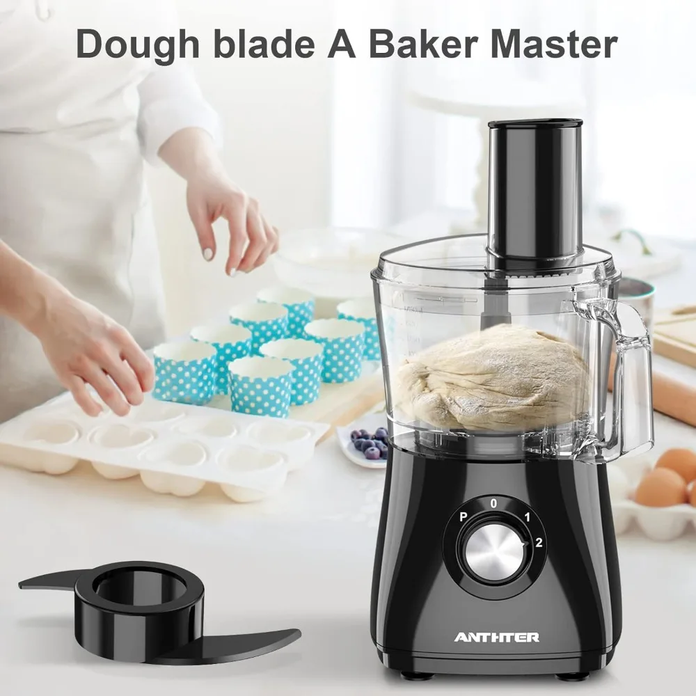 600W Professional Food Processor - 7 Cups, Reversible Discs, Blades for Chopping, Slicing, Purees & Dough