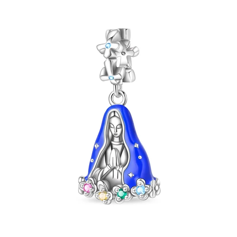 New Original 925 Sterling Silver Holy Mother Zircon Charms Pendant For Women Exquisite DIY Birthday Anniversary Jewelry Gifts