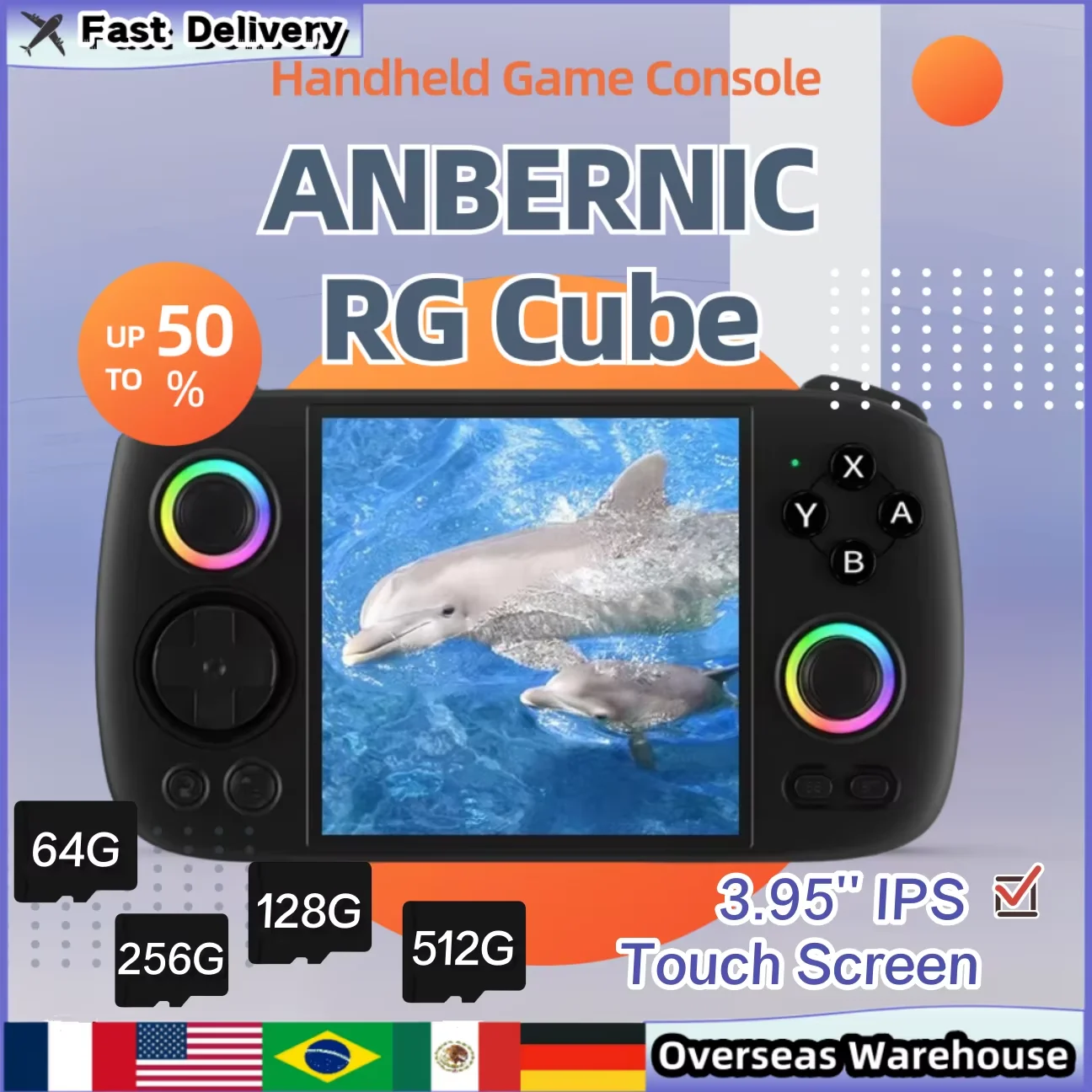 

Портативная игровая консоль ANBERNIC RG CUBE, ретро-видеоплеер, экран 3,95 дюйма, WIFI, Android 13, RGB-джойстик, 8G + 128G, 512G PS2, PS2, Anbernic