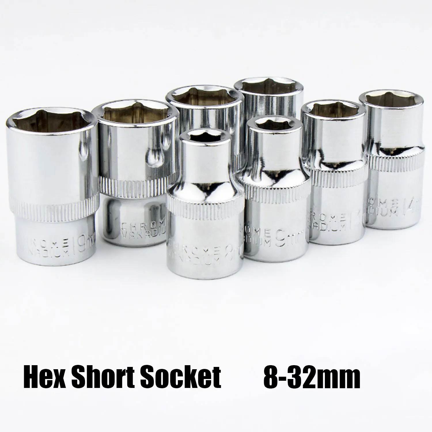 1pc 8-32mm Hex Socket Wrench Head Set 1/2 Short Long Socket Deep Nut Driver Sleeve Spanner End Ratchet Tool With Holder