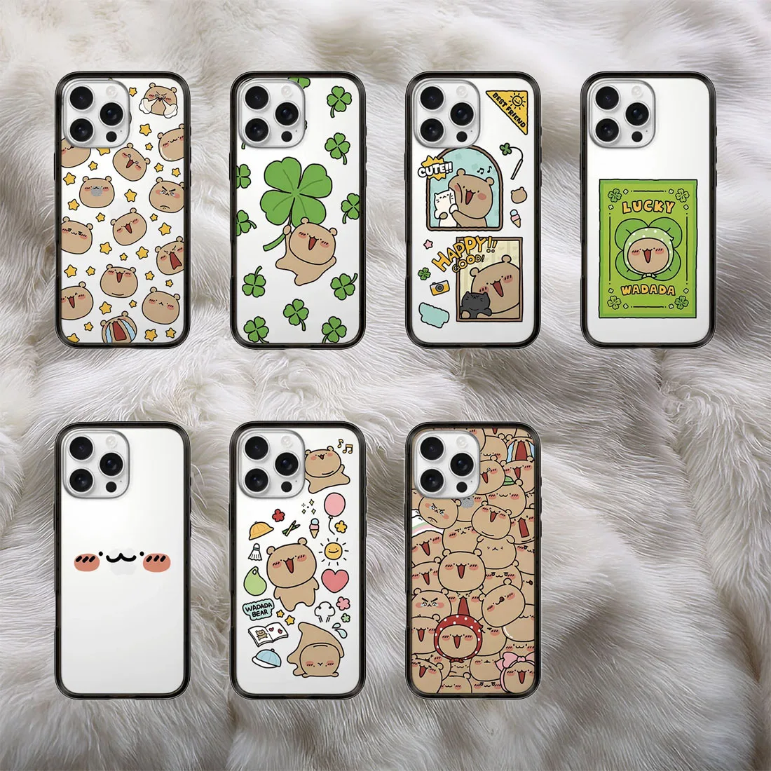 

Lovely Bear Face Black Border Letters New Design Protective IPhone Case Cover for 16 15 14 Pro Max Case