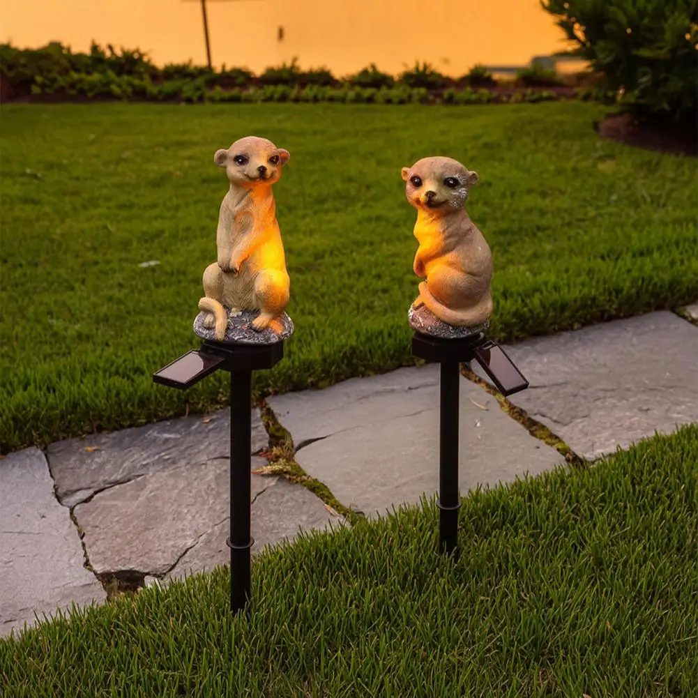 Forest Theme Patio Accents Solar Meerkat Garden Light with Stake Waterproof Outdoor Solar Led Lamp for Walkway Patio Courtyard