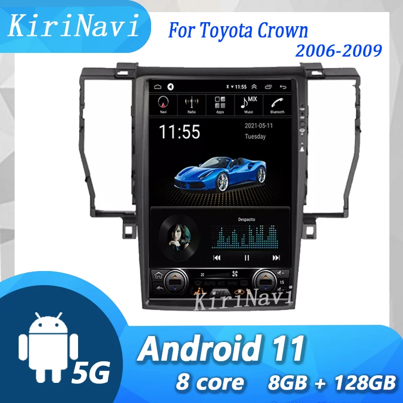 KiriNavi 12.8'' Vertical Screen For Toyota Crown 2006-2009 Android 13 Car Radio Automotivo Car Multimedia Player 4G GPS Stereo