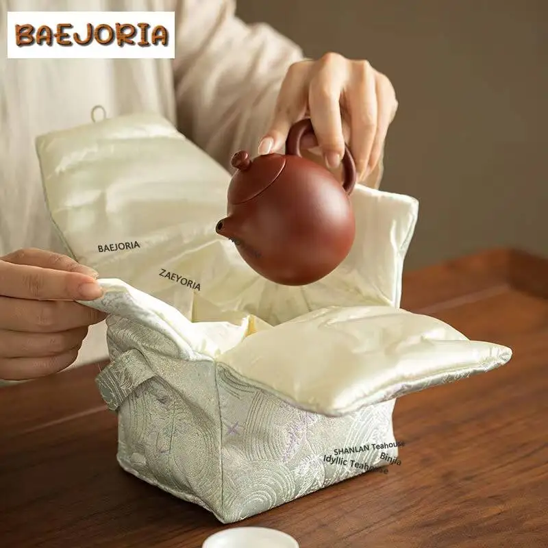 Green Butterfly Shadow Tea Cozies Handmade Insulated Teapot Tea Cozy For Teapot Portable Bag Travel Tea Set Bag Cafes Ornaments