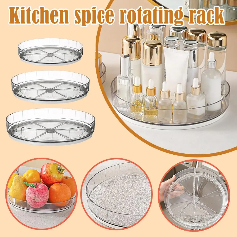 360 Kitchen Spice Rotating Organizer Fruit Drink Cosmetic Storage Rack Transparent For Kitchen Bathroom