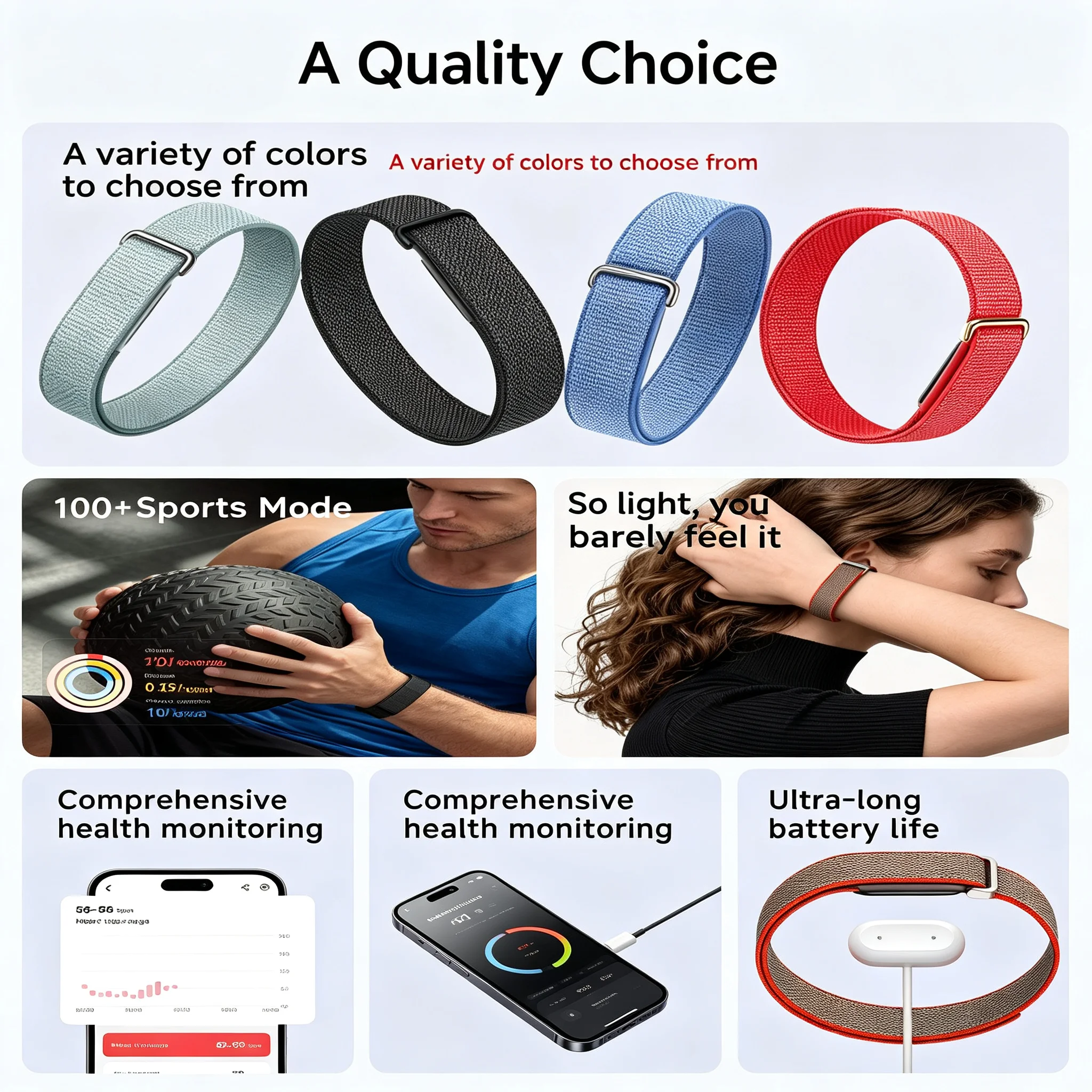 Slim and Light Fitness Tracker ECG+HRV Smart Bracelet Heart Rate SpO2 Sleep Monitor Pedometer Sport Smartwatch Band