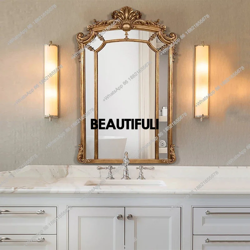 European style home hotel rectangular relief decorative mirror bedroom living room entrance dresser bathroom mirror