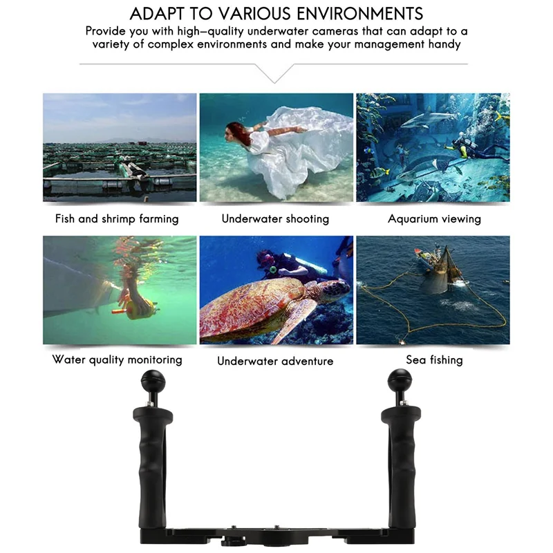 AEE7-Dual Handheld Stabilizer Diving Underwater Camera Housings Tray/Grip Waterproof With Double Handle For Dome Port Waterproof
